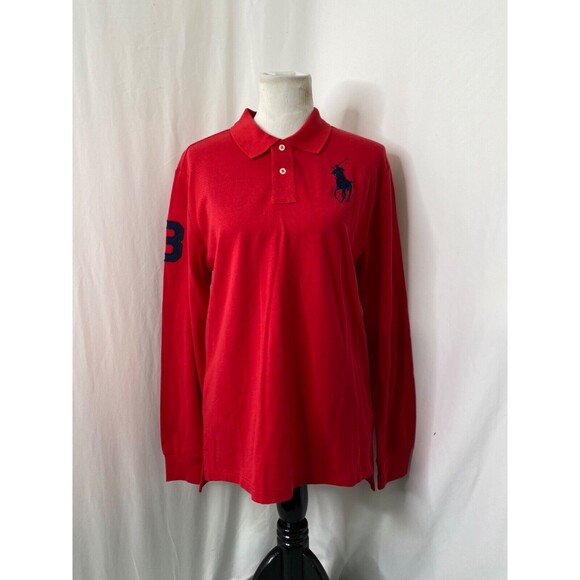 Polo Ralph Lauren Boys Big Pony Polo Shirt Red Long Sleeve Size XL - Picture 2 of 9